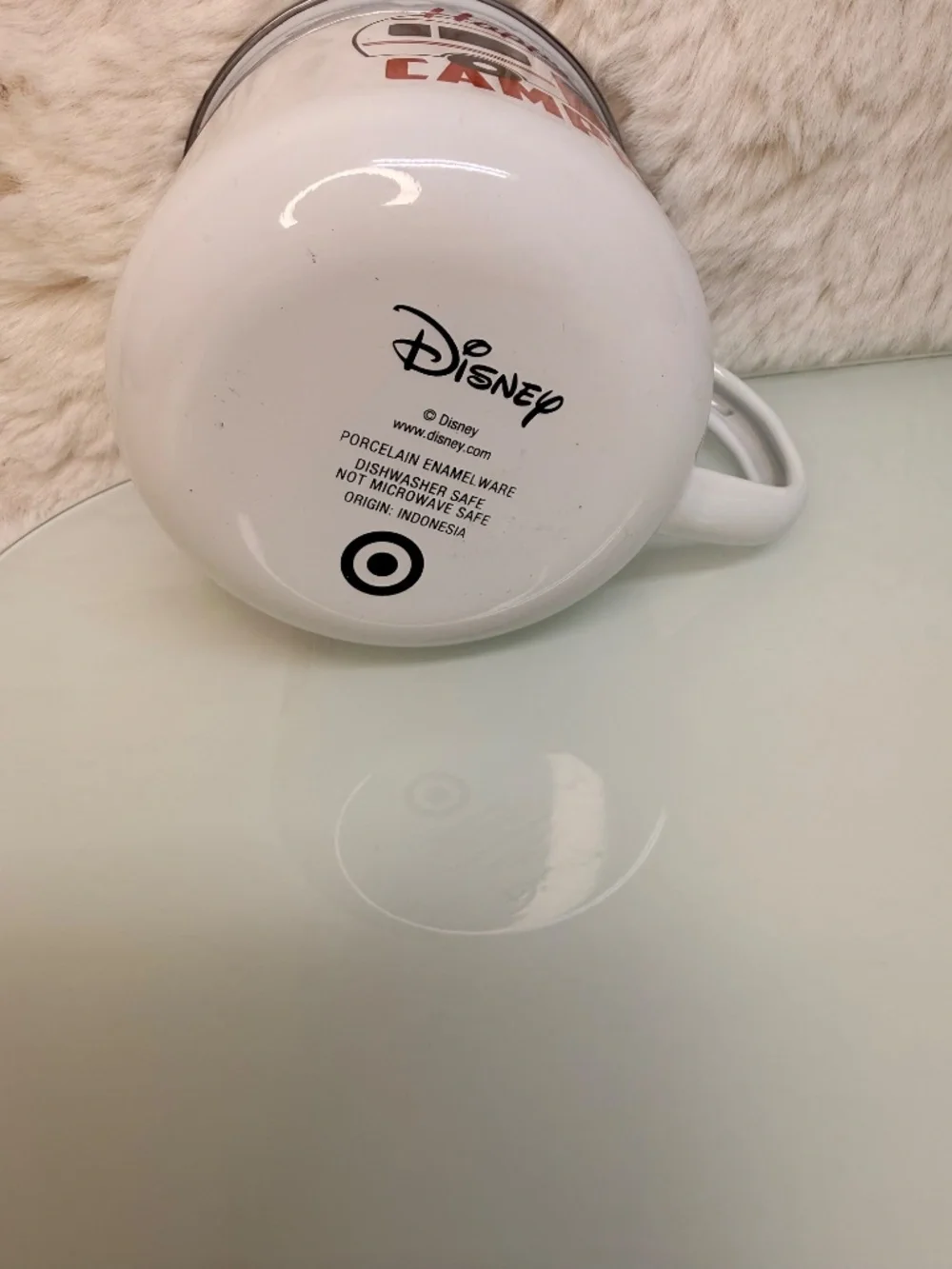 Disney Happy Camper Enamel Mug White Red Retro RV Mickey‎ Mouse Target